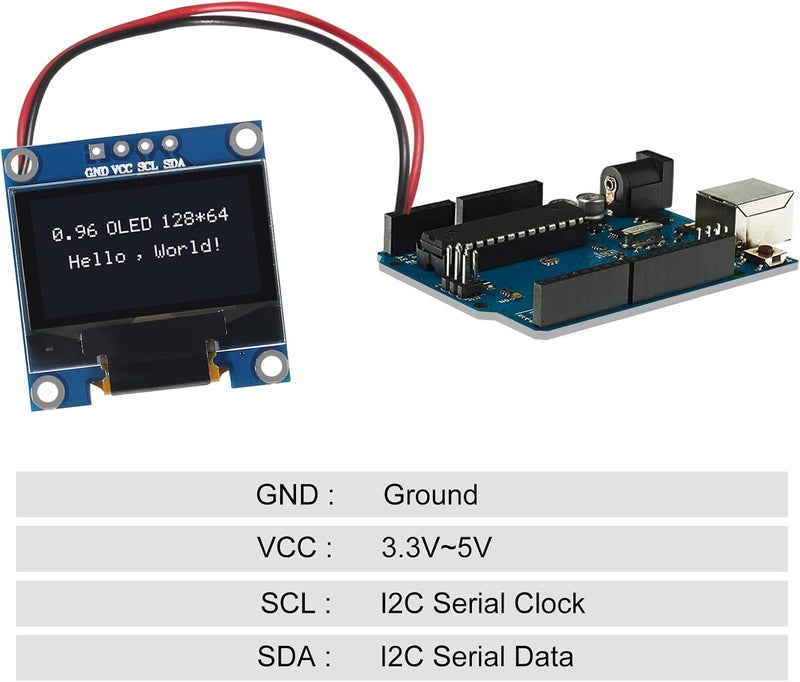 AiTrip 10 PCS 0.96 inch 12864 128X64 OLED LCD Display Board Module I2C IIC SSD1306 Driver 4 Pins Compatibile with Arduino Raspberry Pi (White) - Image 4